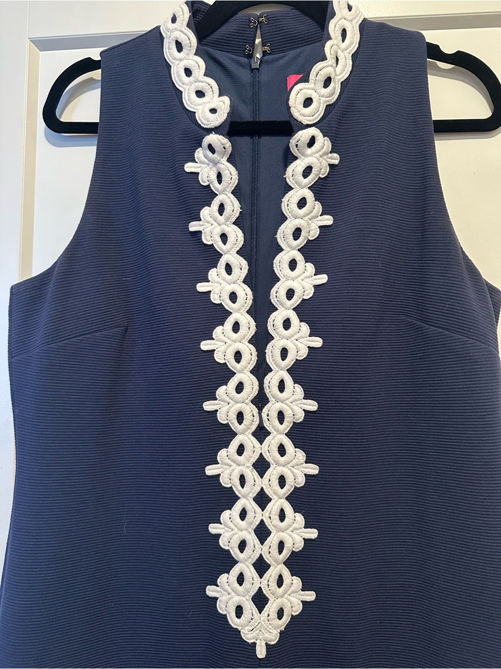 Lilly Pulitzer Callista Navy Sleeveless Mini Dress with White Lace Trim - Picture 2 of 6